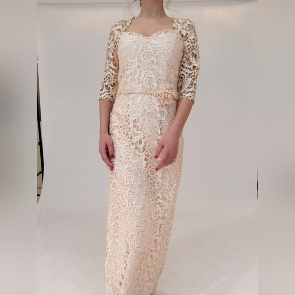 Elegant Lace Dress in Cream - Main Image